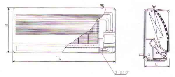 壁掛式風機盤管結構尺寸圖